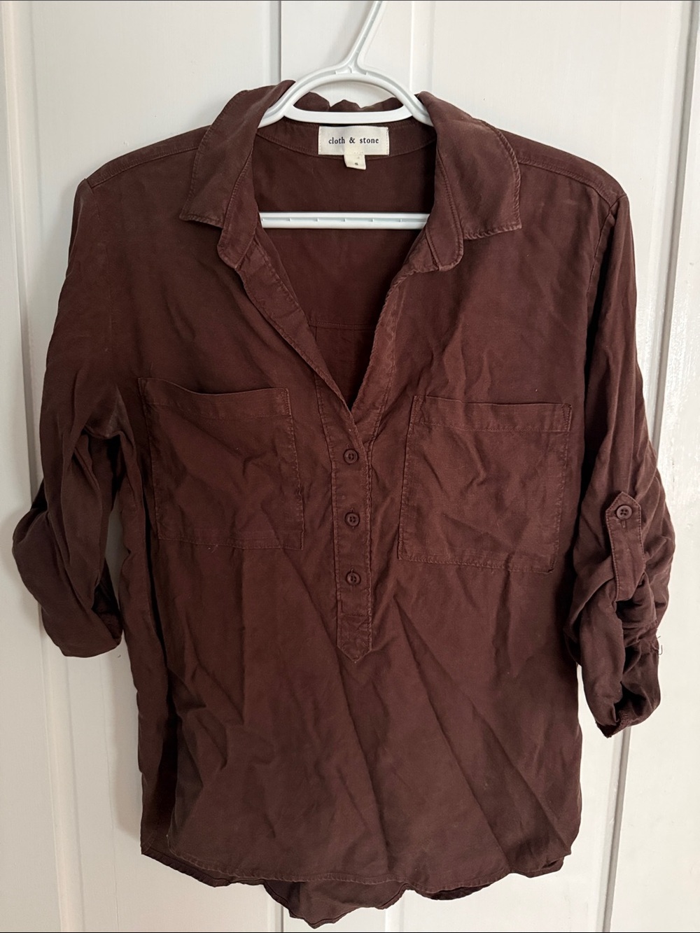 cloth & stone Chocolate Brown Button-Front Shirt